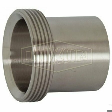 DIXON Light Wall Tank Ferrule, 4 in Nominal, Thread Beveled Seat End Style, 304 Stainless Steel 15WL-G400
